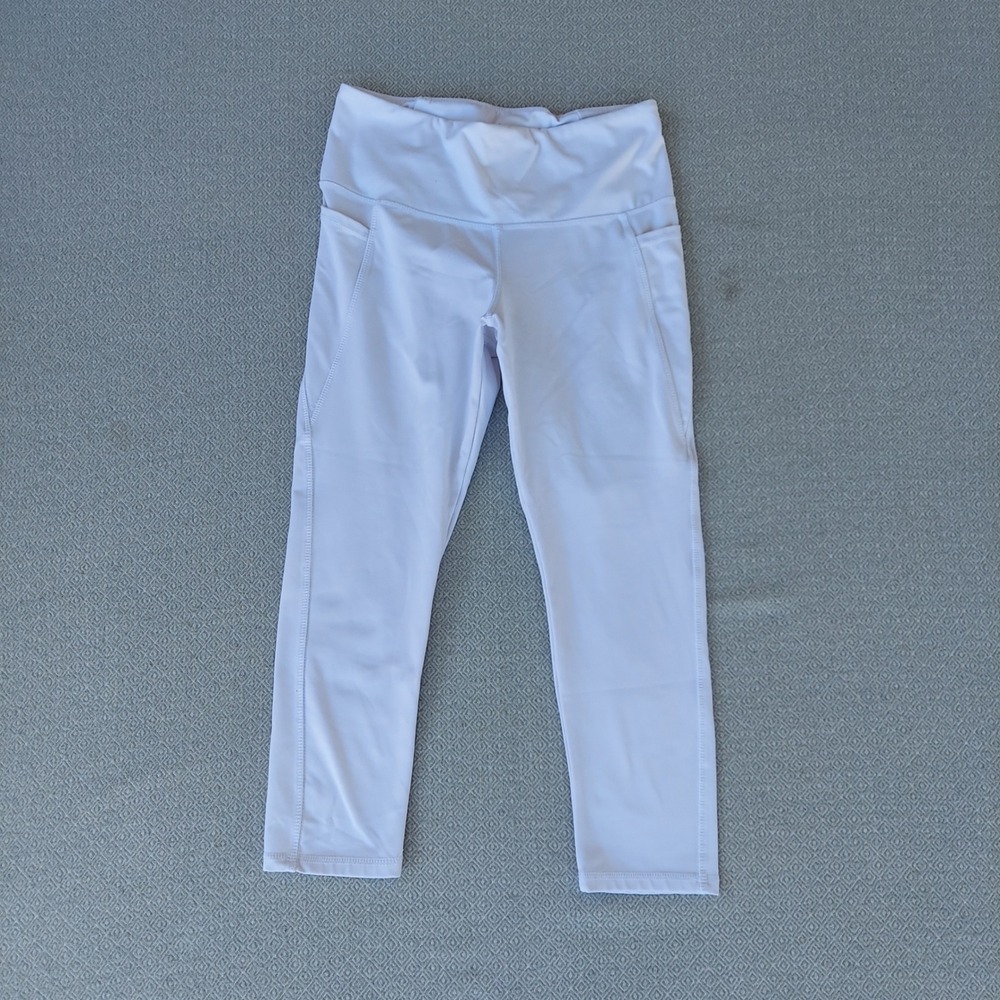 Danskin Leggings Womens Medium‎ White Style 9440 Cropped Athletic Pockets Yoga